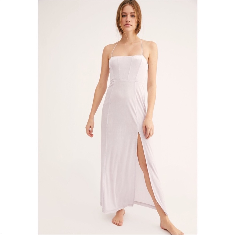 Free People Lilac All I Need Velvet Maxi Dress- size small - Picture 2 of 7
